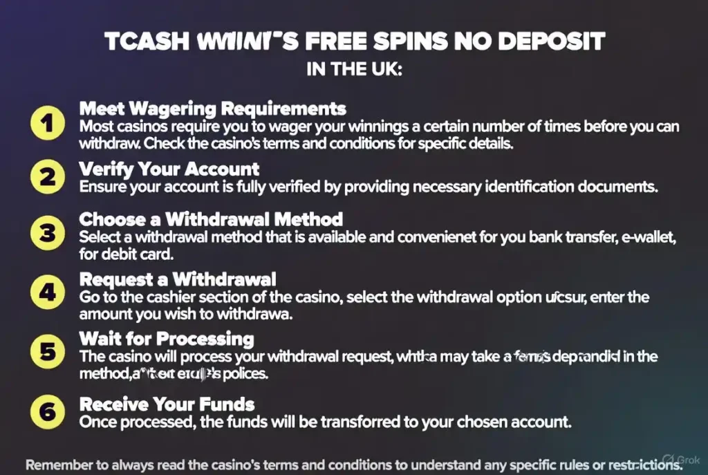 How to cash out winnings from free spins no deposit UK